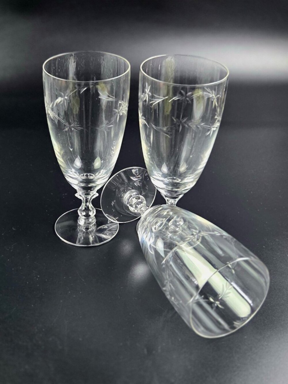 Vintage Tiffin-Franciscan Dolores Cut Iced Tea Glasses β Set of 3